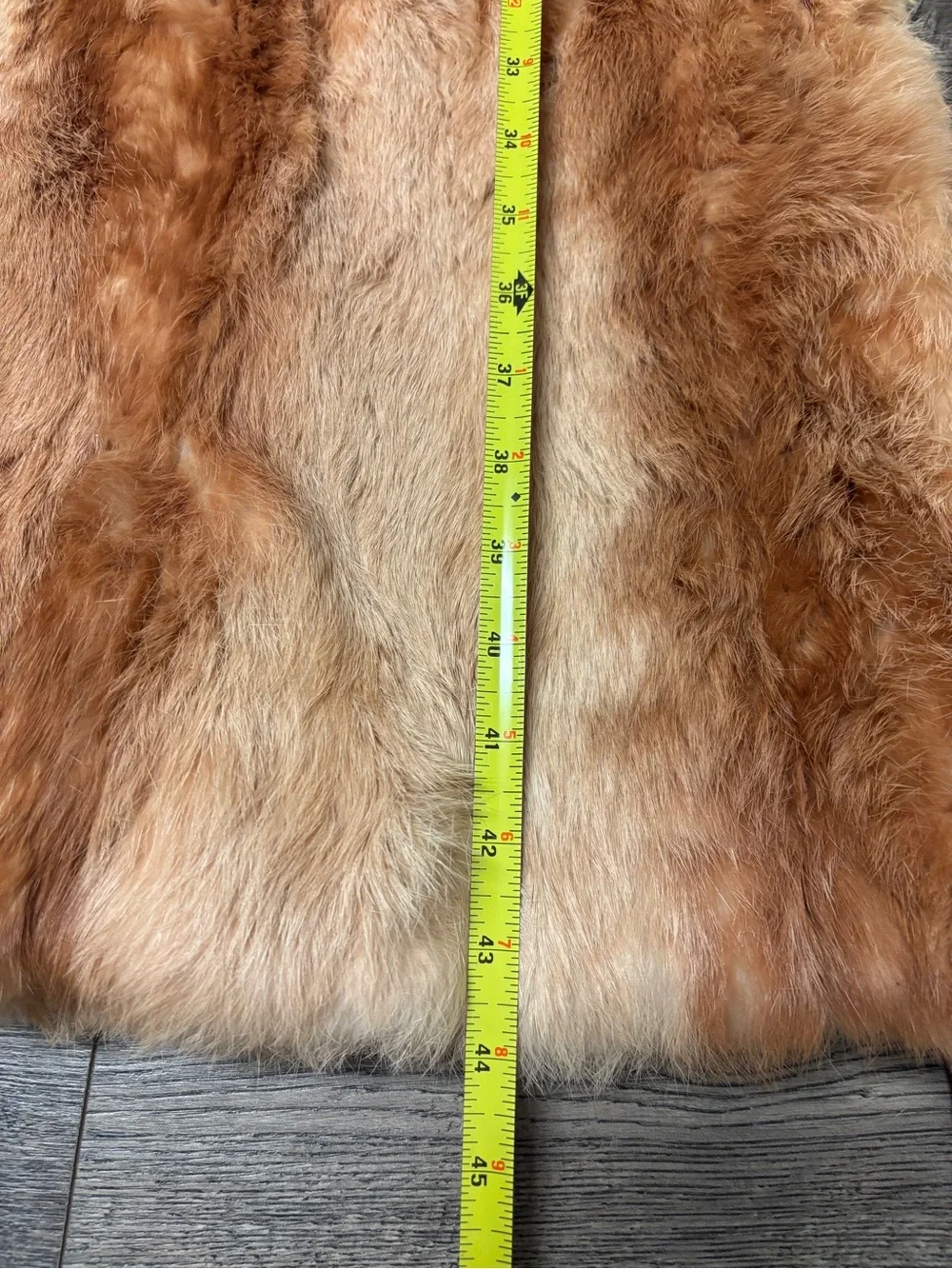 Vtg 70s Pizitz Real Rabbit Fur Caramel Brown Trench Belted Coat Jacket Size XS/S